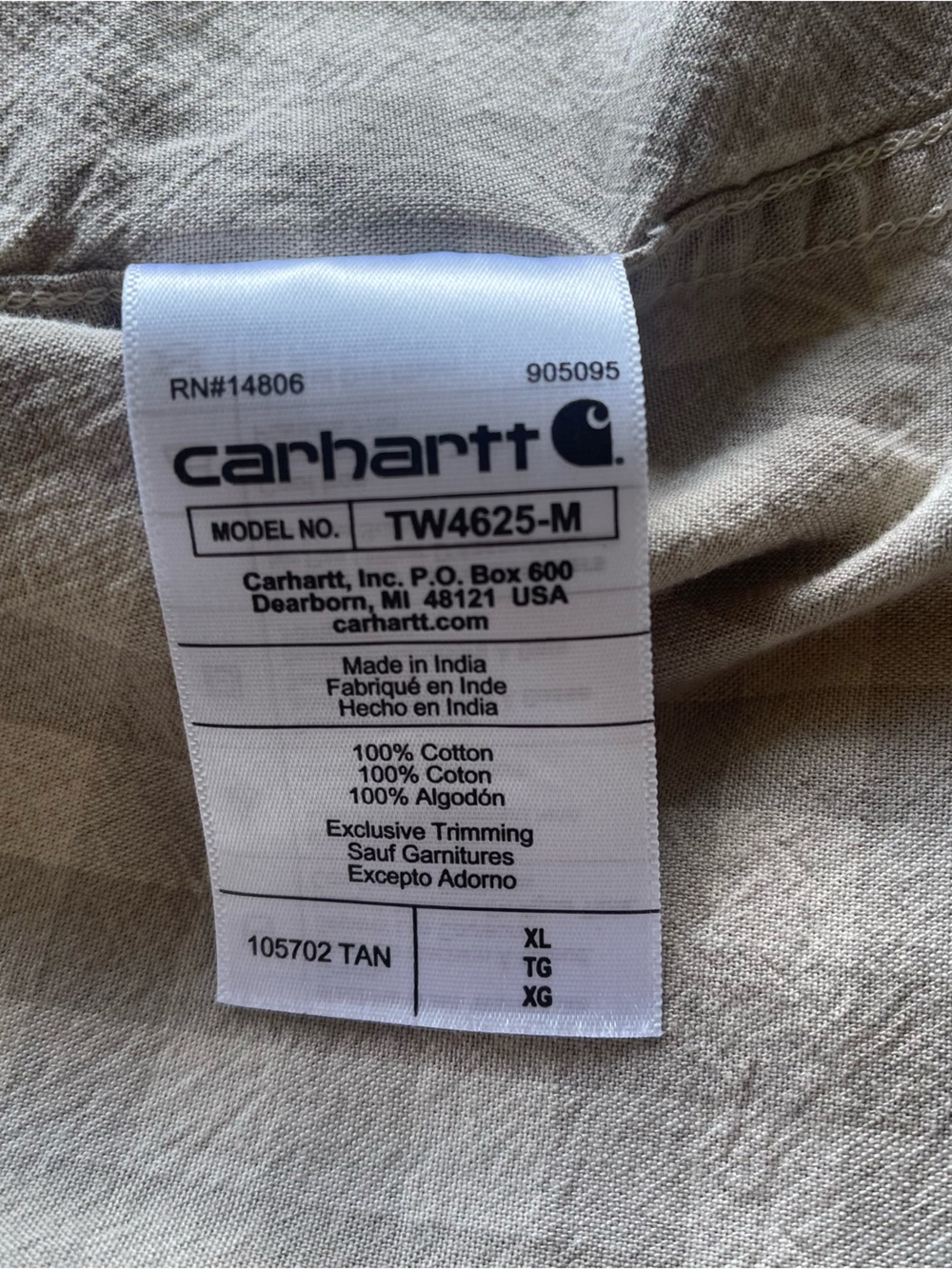 Carhartt Loose Fit Gingham Check Short Sleeve Tan Button Up Shirt XL